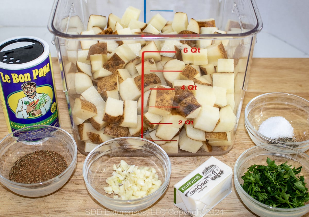 Prepared ingredients for Brabant Potatoes.