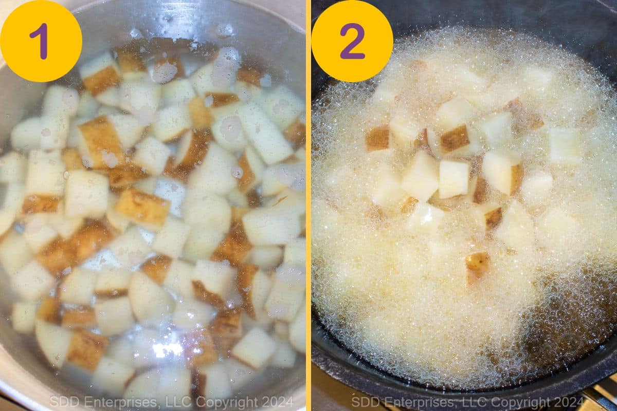 Steps to cook Brabant Potatoes.