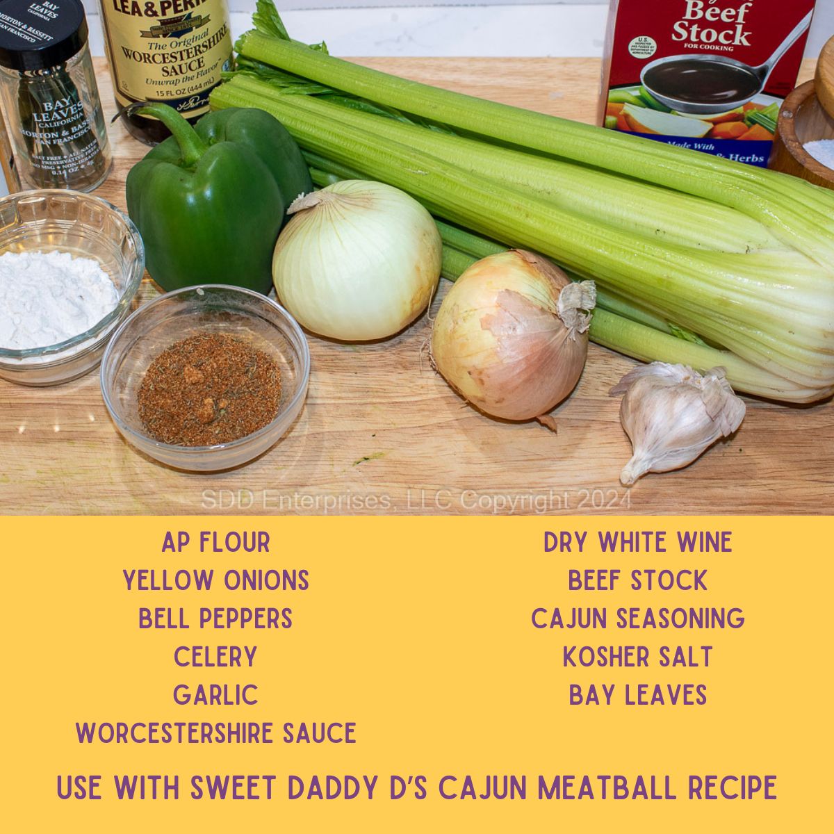Ingredients for gravy to go with meatballs.