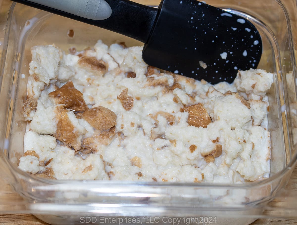Panade-Stale bread soaking in milk.