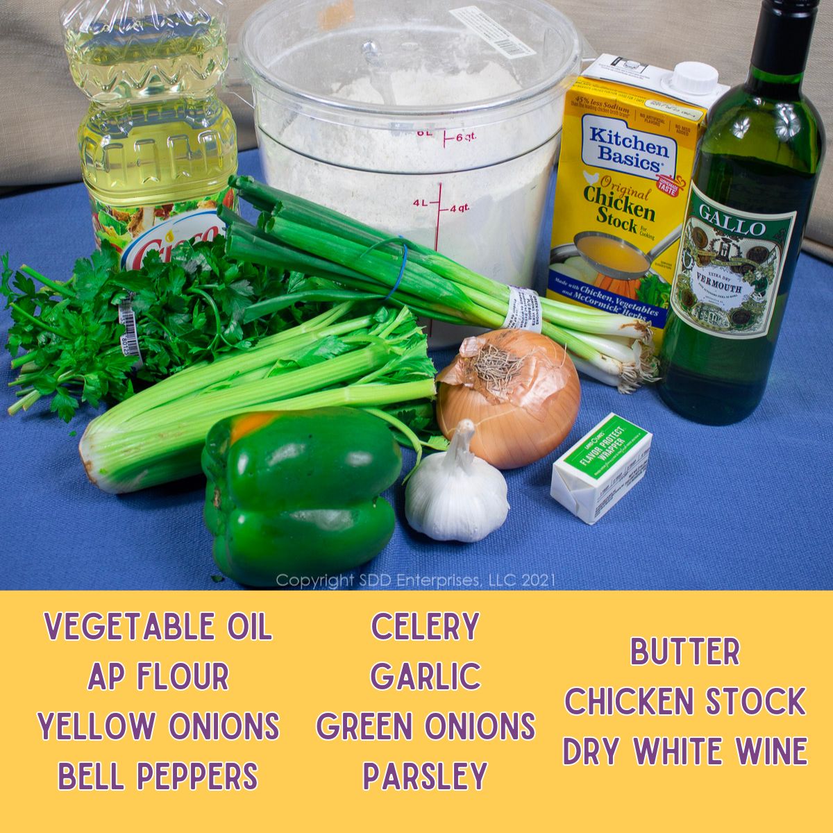 Ingredients for Smothered Chicken.
