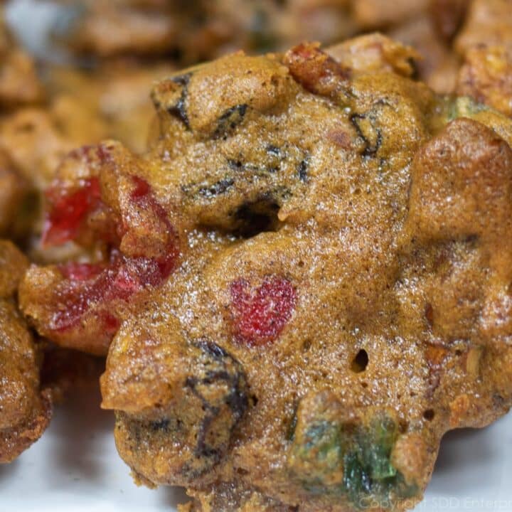 Fruitcake Cookies (Christmas Lizzies) on a serving platter.