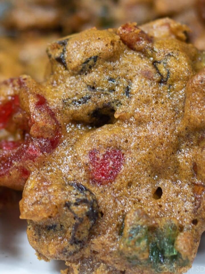 Fruitcake Cookies (Christmas Lizzies) on a serving platter.