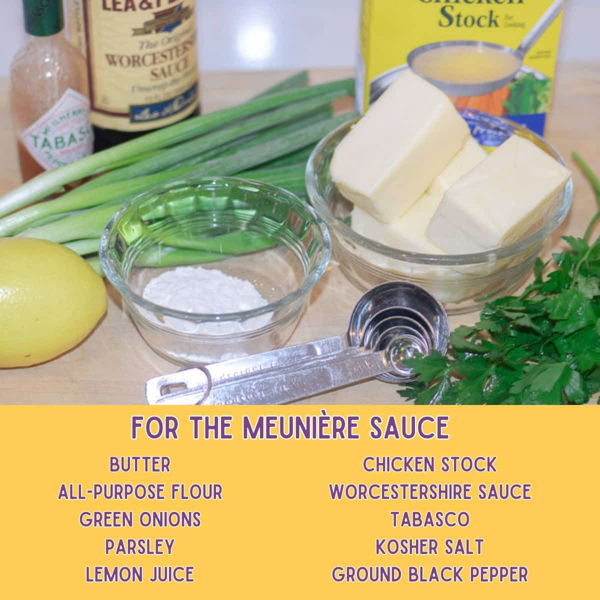 Ingredients for meuniere sauce.