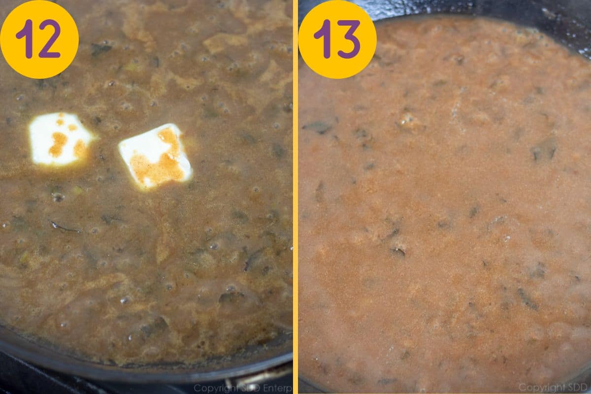 Finishing steps to make meuniere sauce in a skillet.