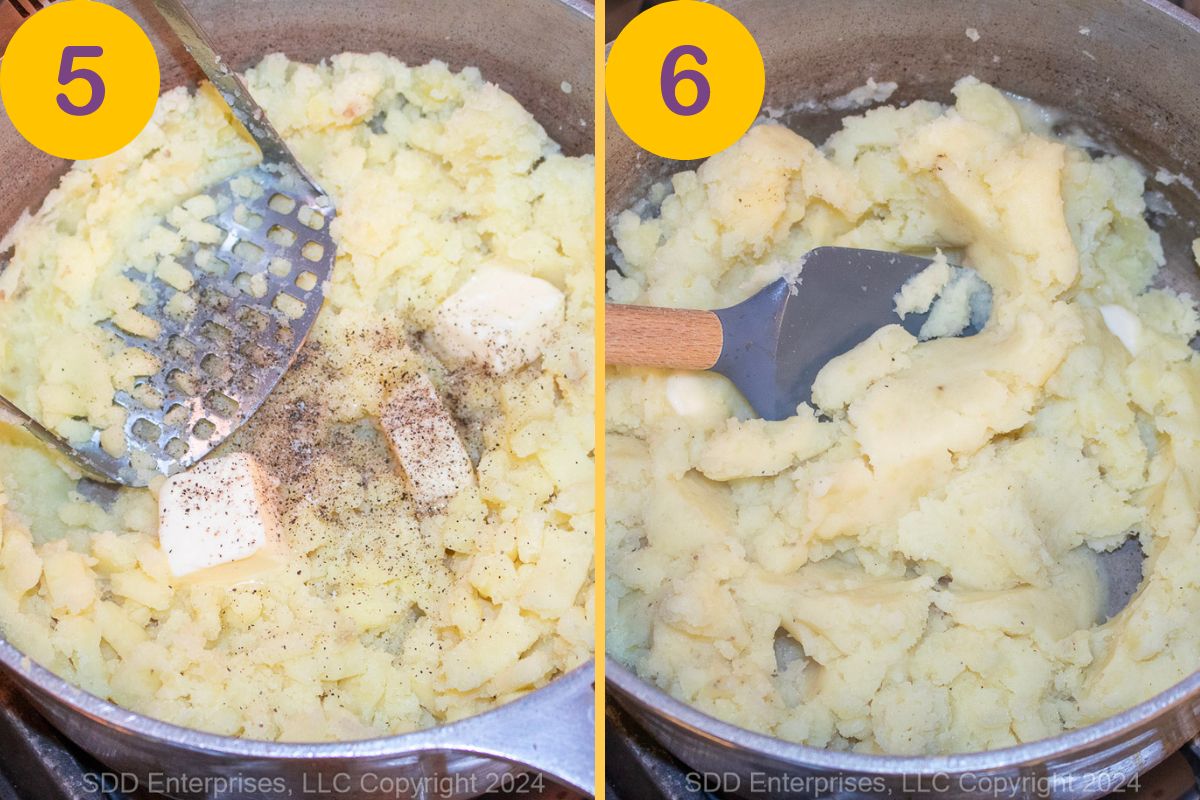 Making Garlic Mashed Potatoes in a Dutch oven.