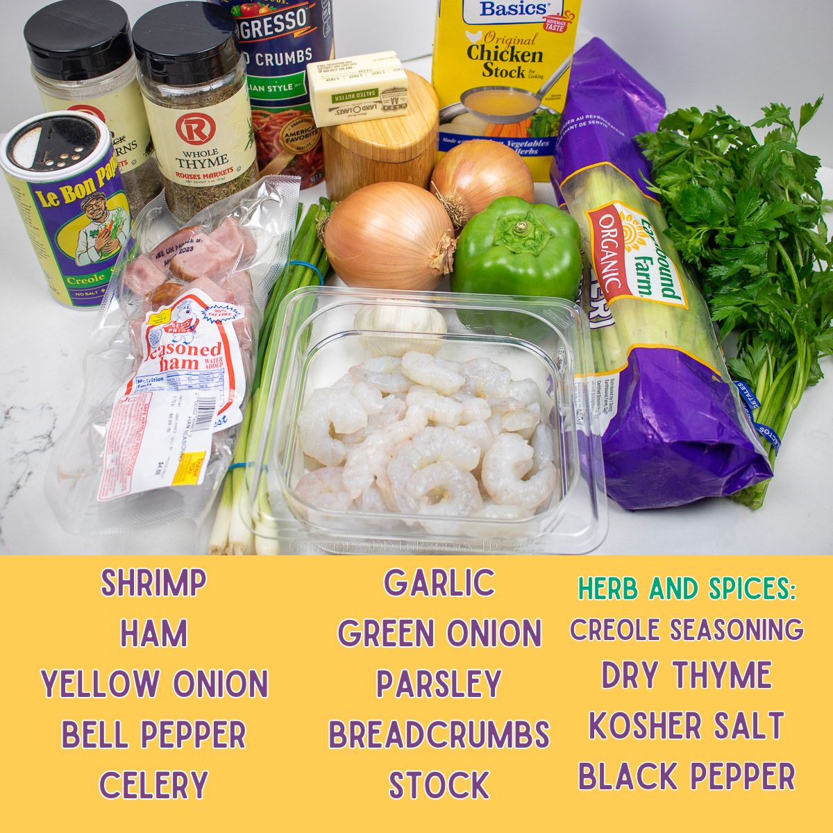 Ingredients for stuffed mirlitons.