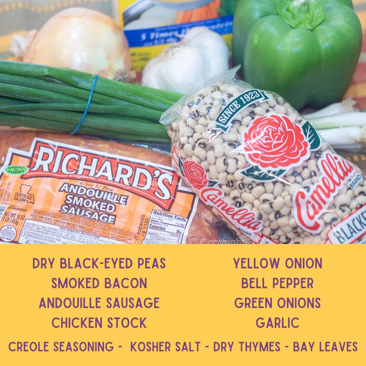 Ingredients for black-eyed peas.