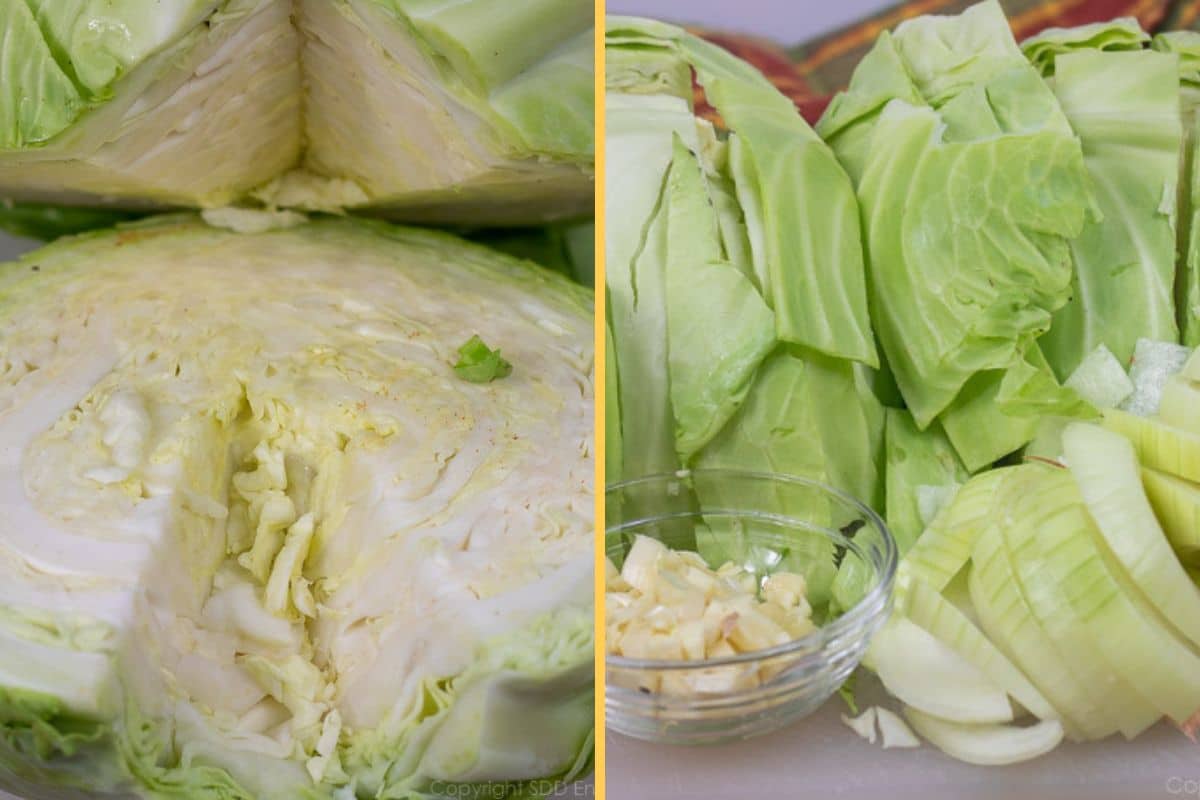 How to prepare cabbage for Smothered Cabbage with Pork.