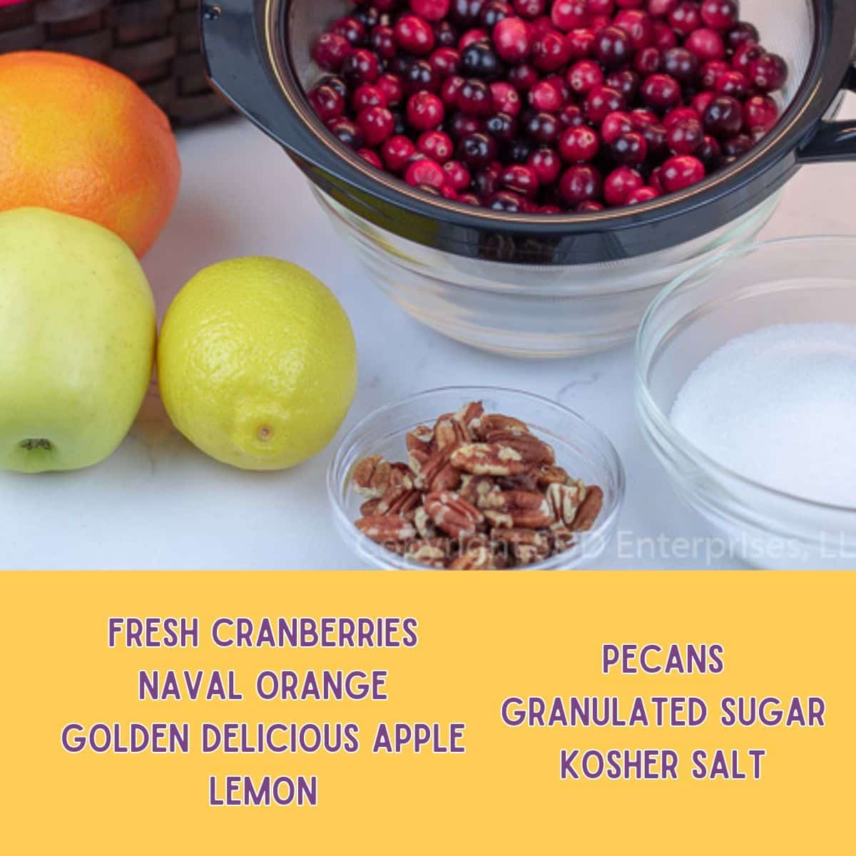Ingredients for Cranberry Sauce or relish.