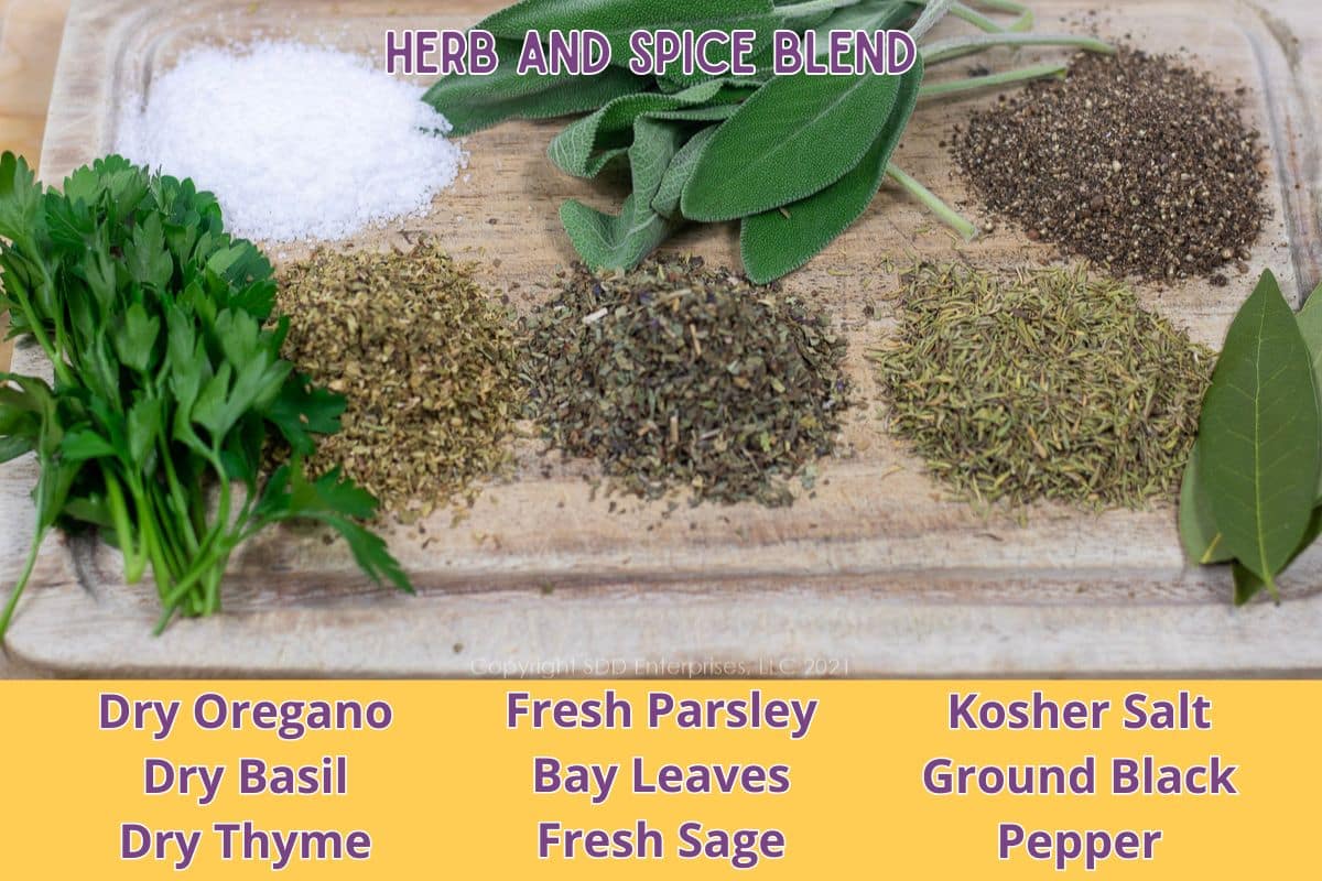 Ingredients for Oyster Dressing.