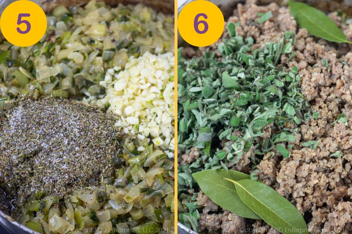 Steps for making oyster dressing.