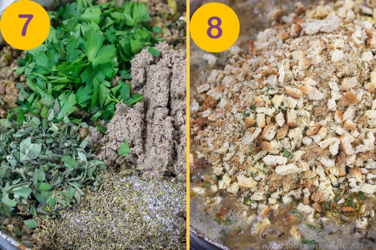 Steps for making oyster dressing.