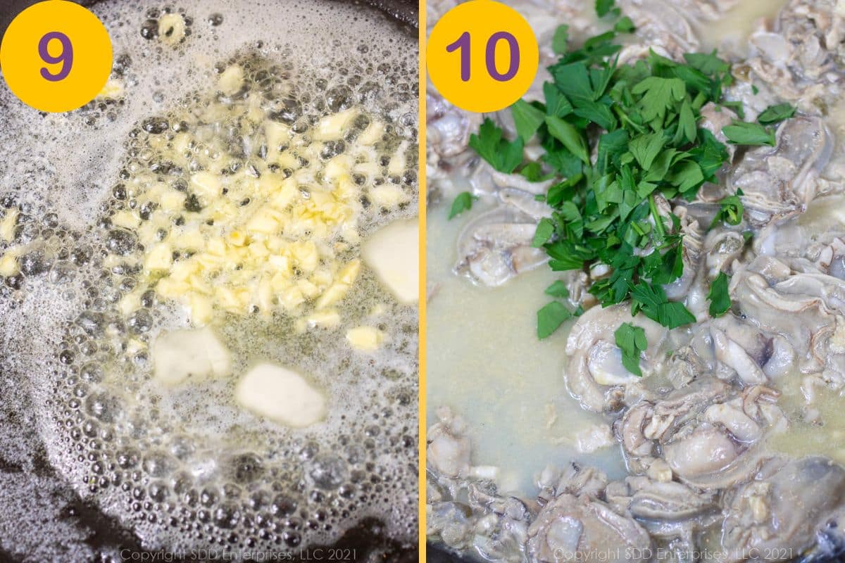 Steps for making oyster dressing.