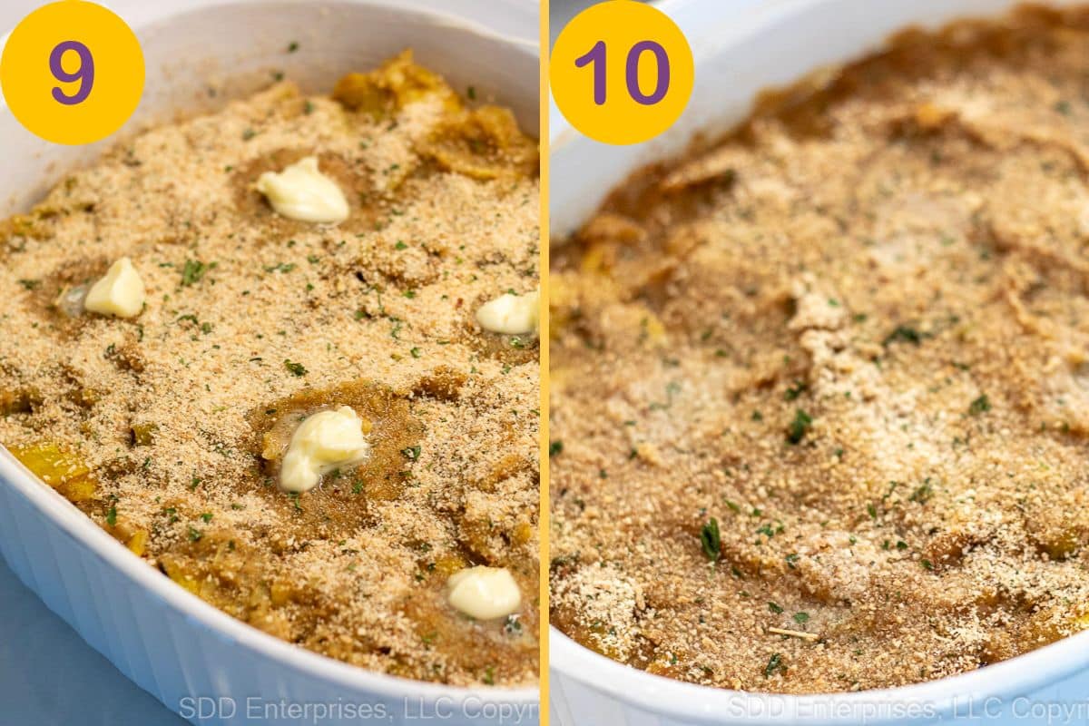 Preparing Yellow Squash Casserole for the oven. 