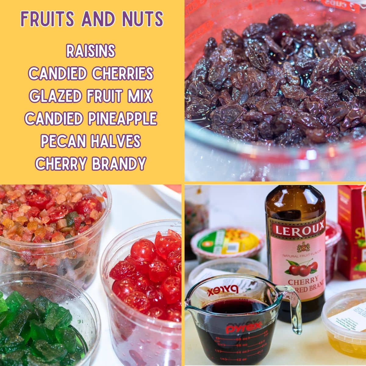 Sweet ingredients for Fruitcake cookies.