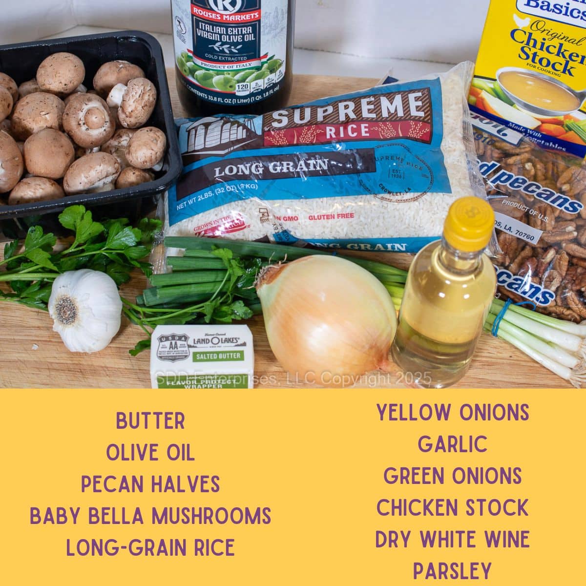 Ingredients for Pecan Rice.