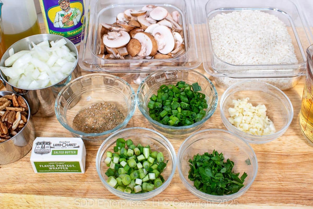Prepared ingredients for Pecan Rice.