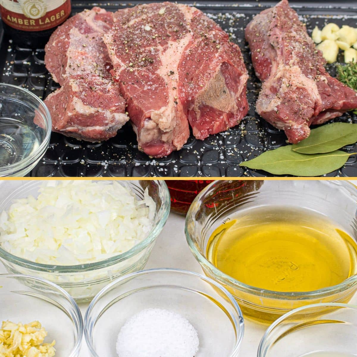 Prepared ingredients for Pulled Pork Sandwiches. 