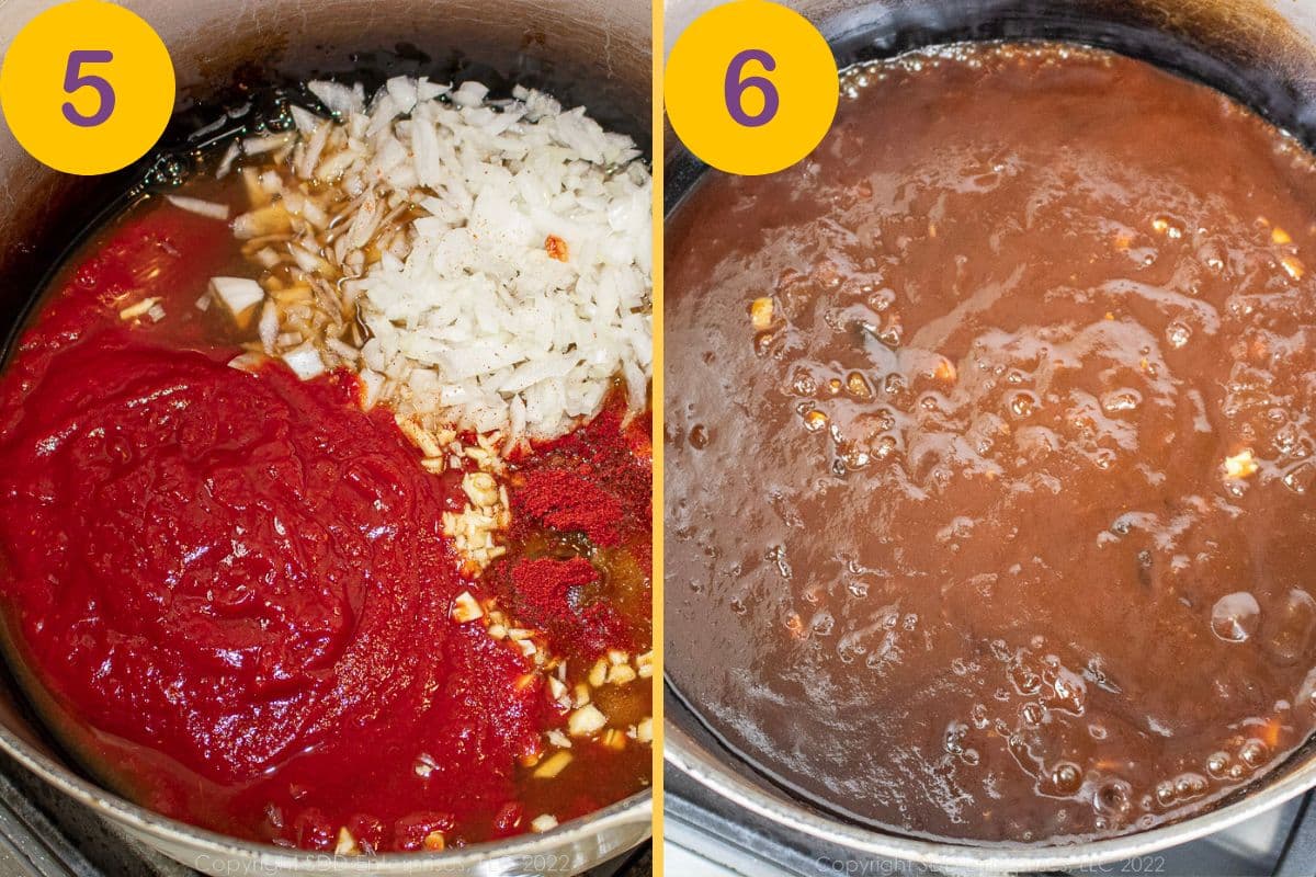 Making a BBQ sauce in a Dutch oven.
