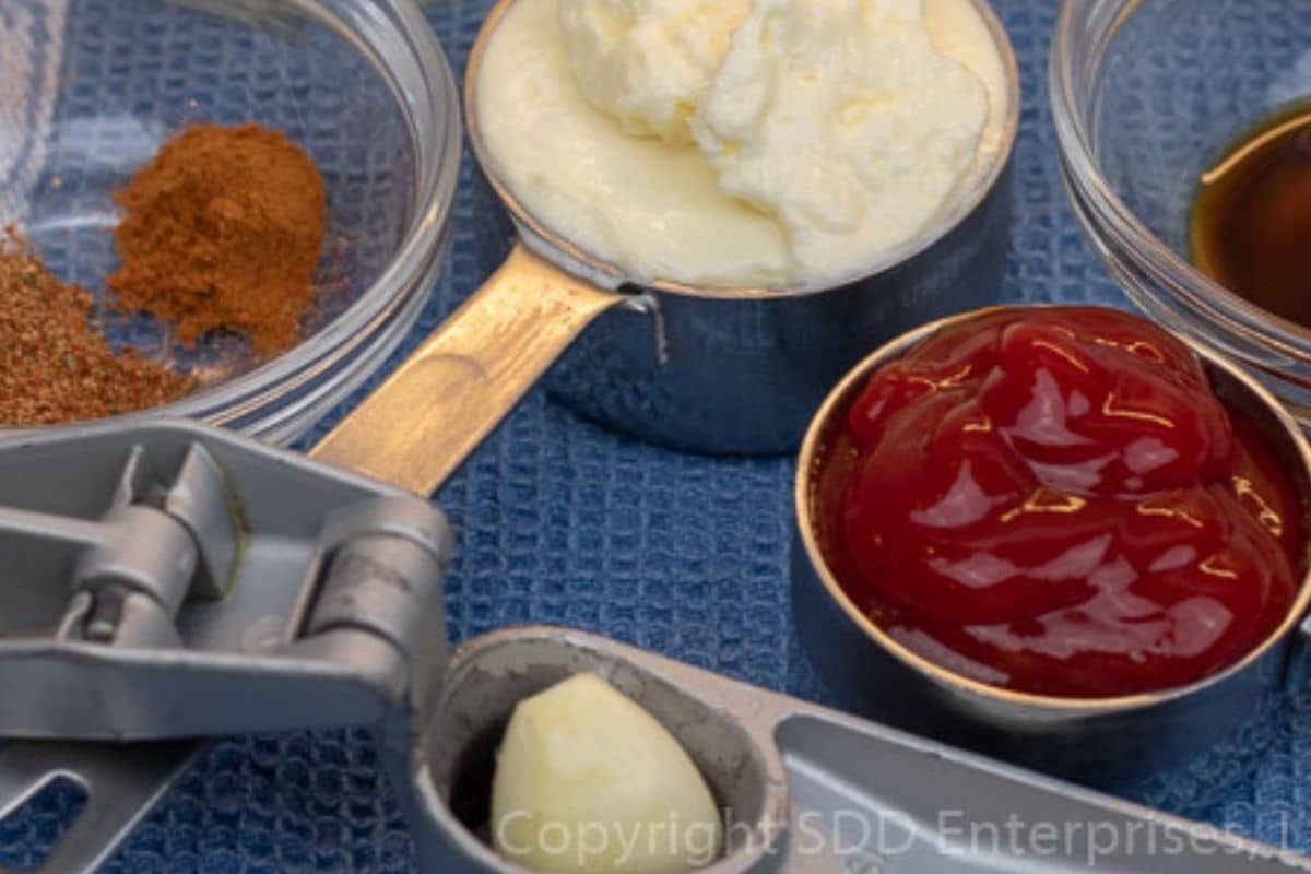 Prepared ingredients for Thousand Island Dressing.