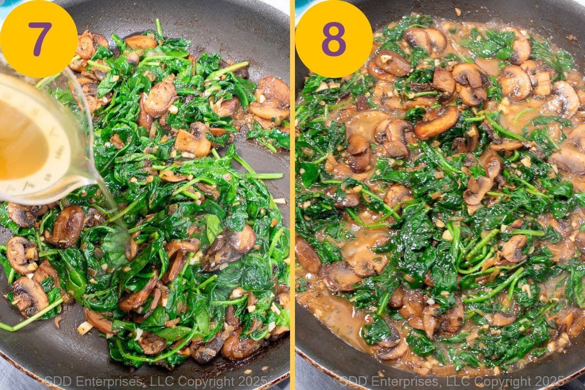 Cooking steps for pork tenderloin stuffing.