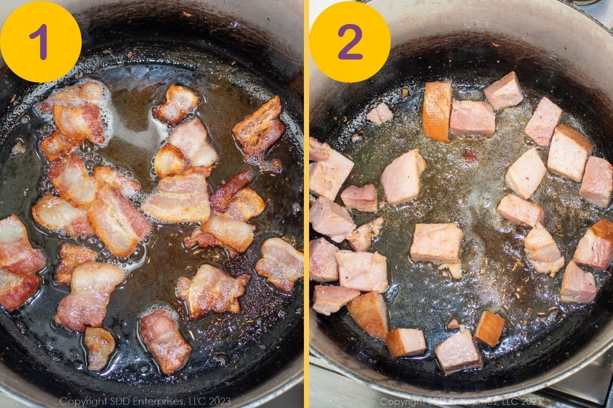 Initial steps to make Smothered Okra.