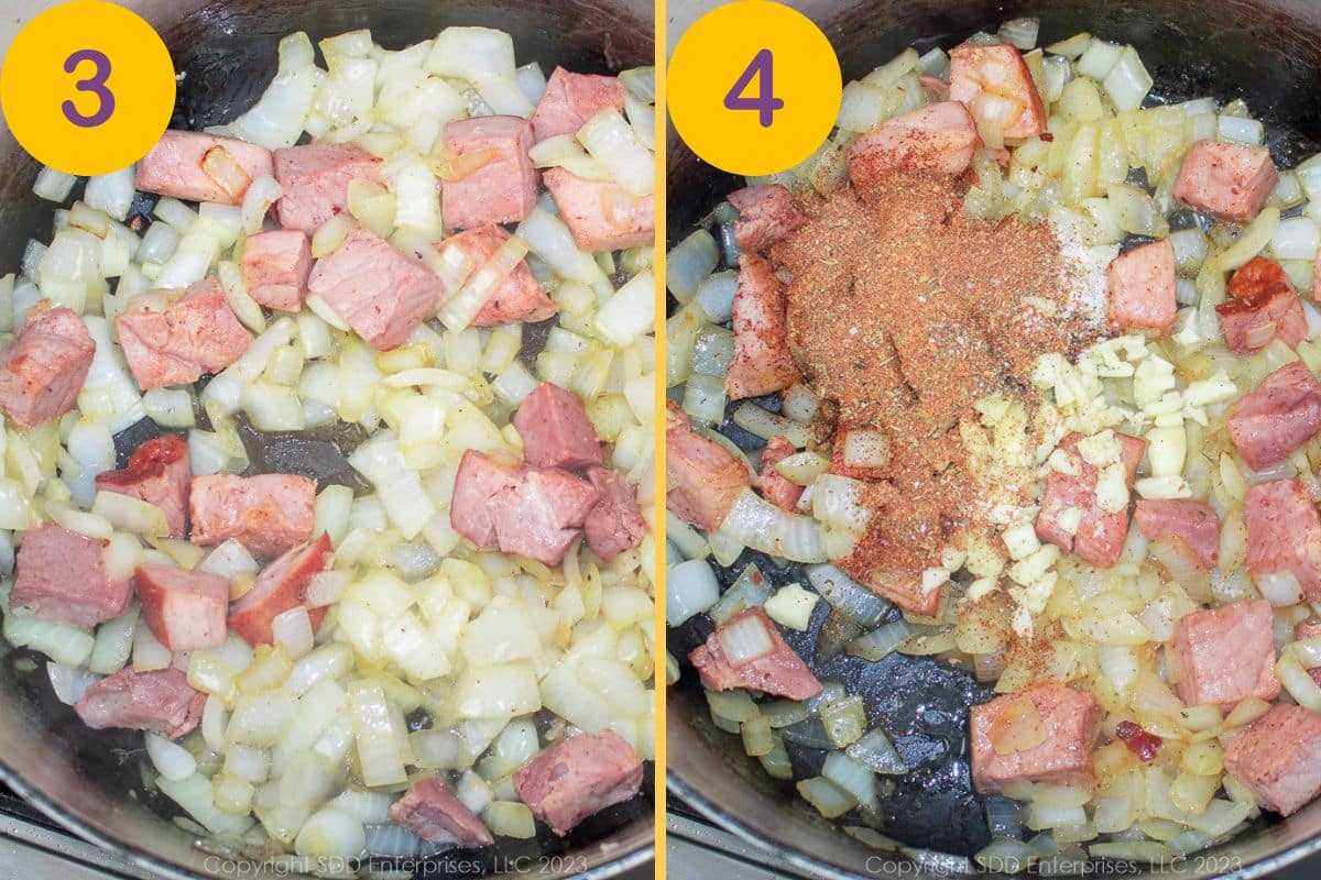 Making Smothered Okra in a Dutch oven.