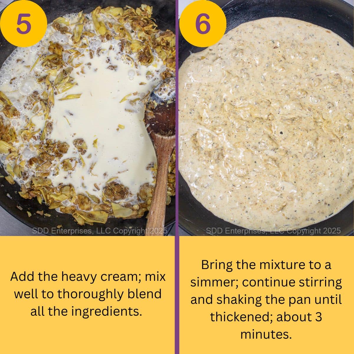 Steps to make a cream sauce for spinach.
