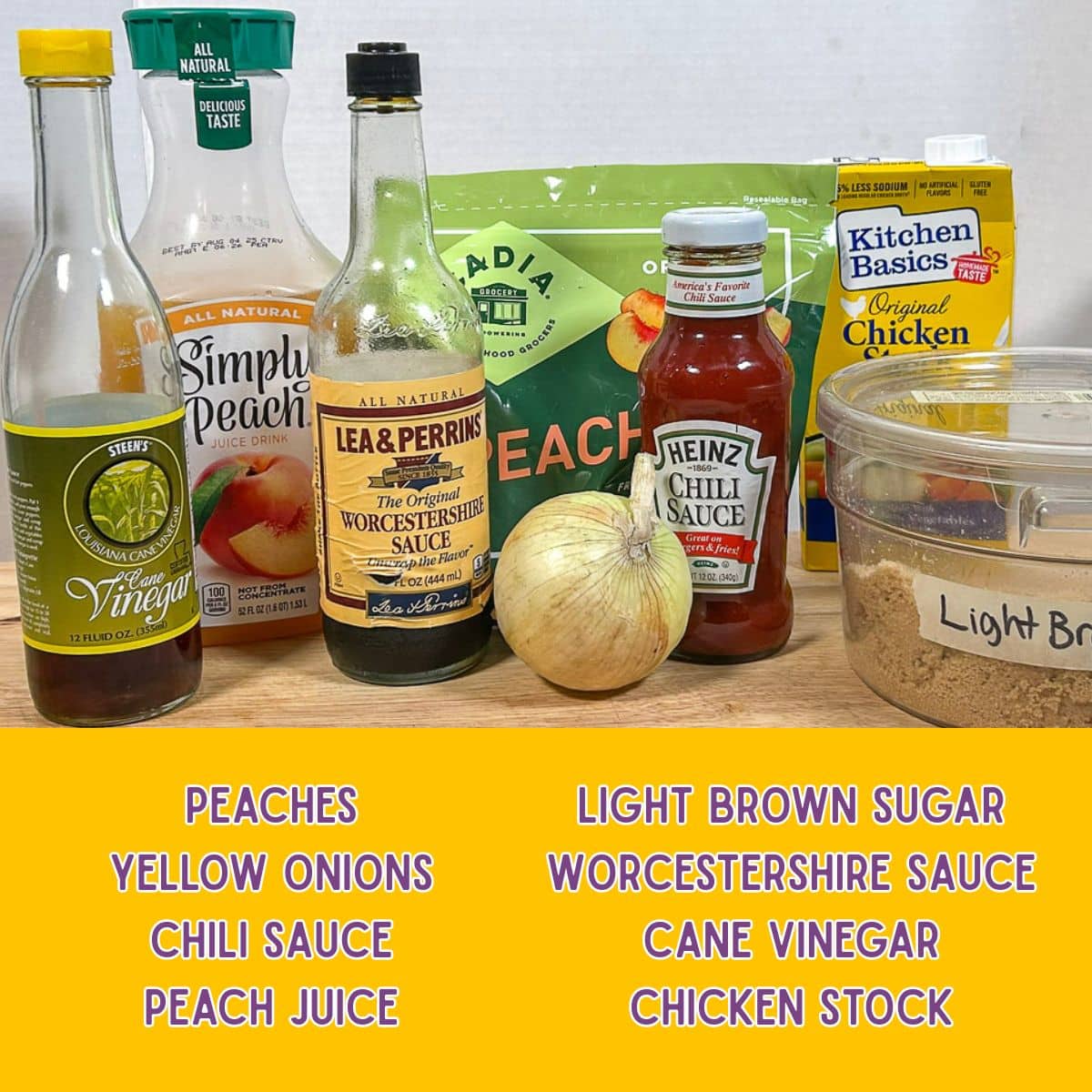 Ingredients for Peach BBQ Sauce.