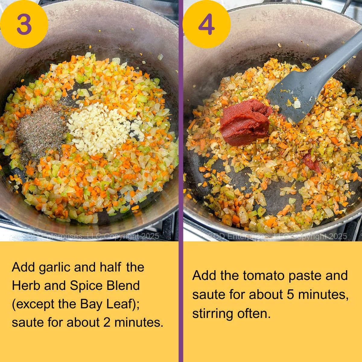 Steps in making Tomato Basil BIsque.