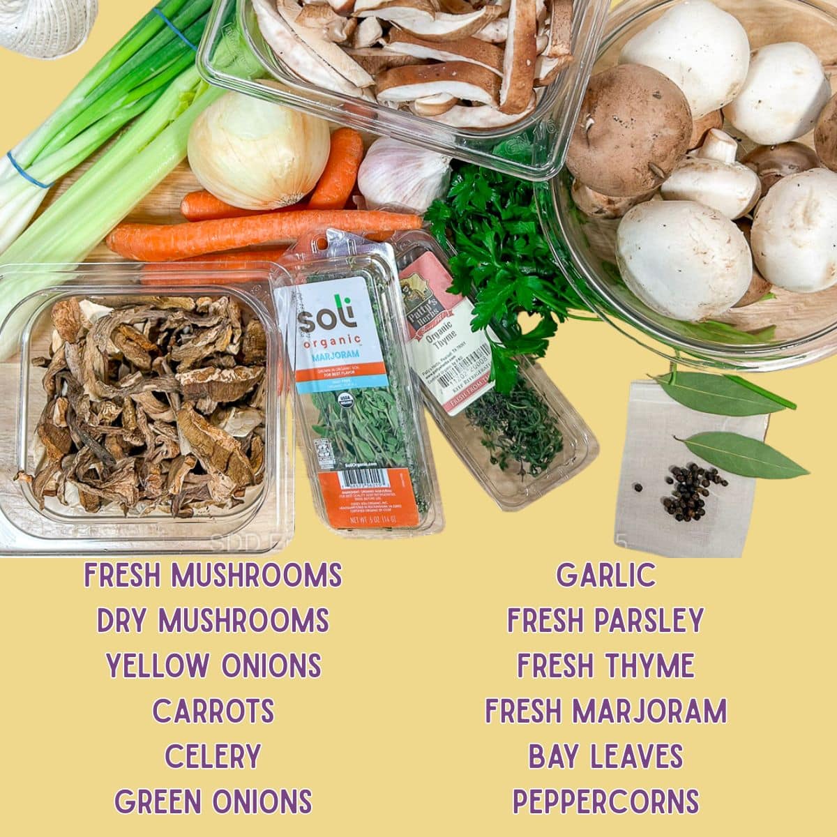 Ingredients needed for Mushroom Stock.