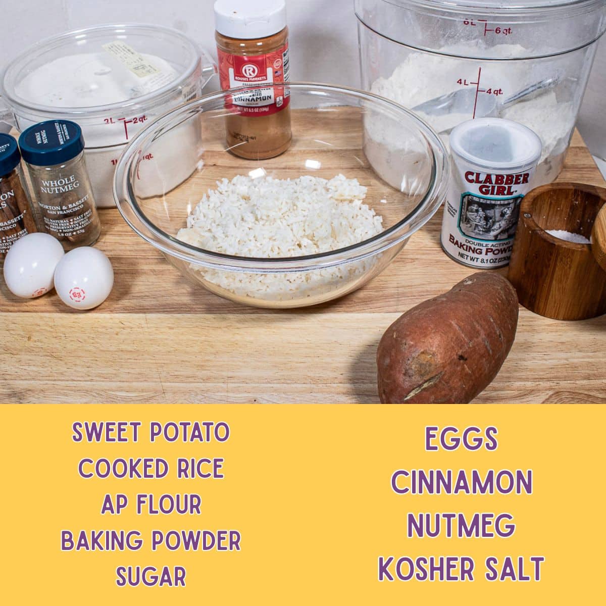 Ingredients for Sweet Potato Calas.