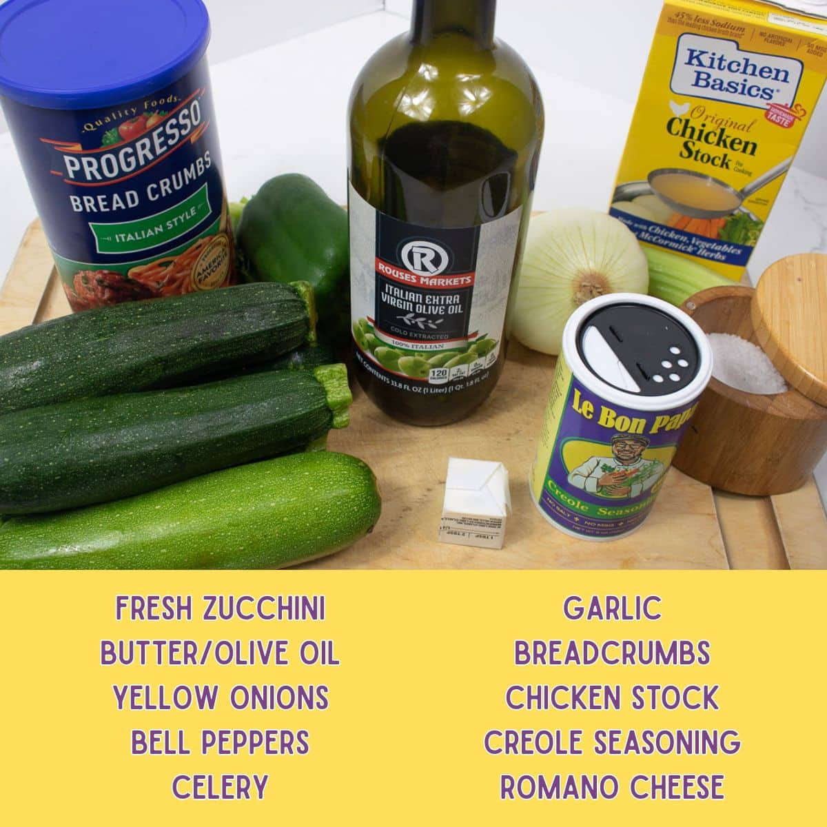 Ingredients for stuffed zucchini.