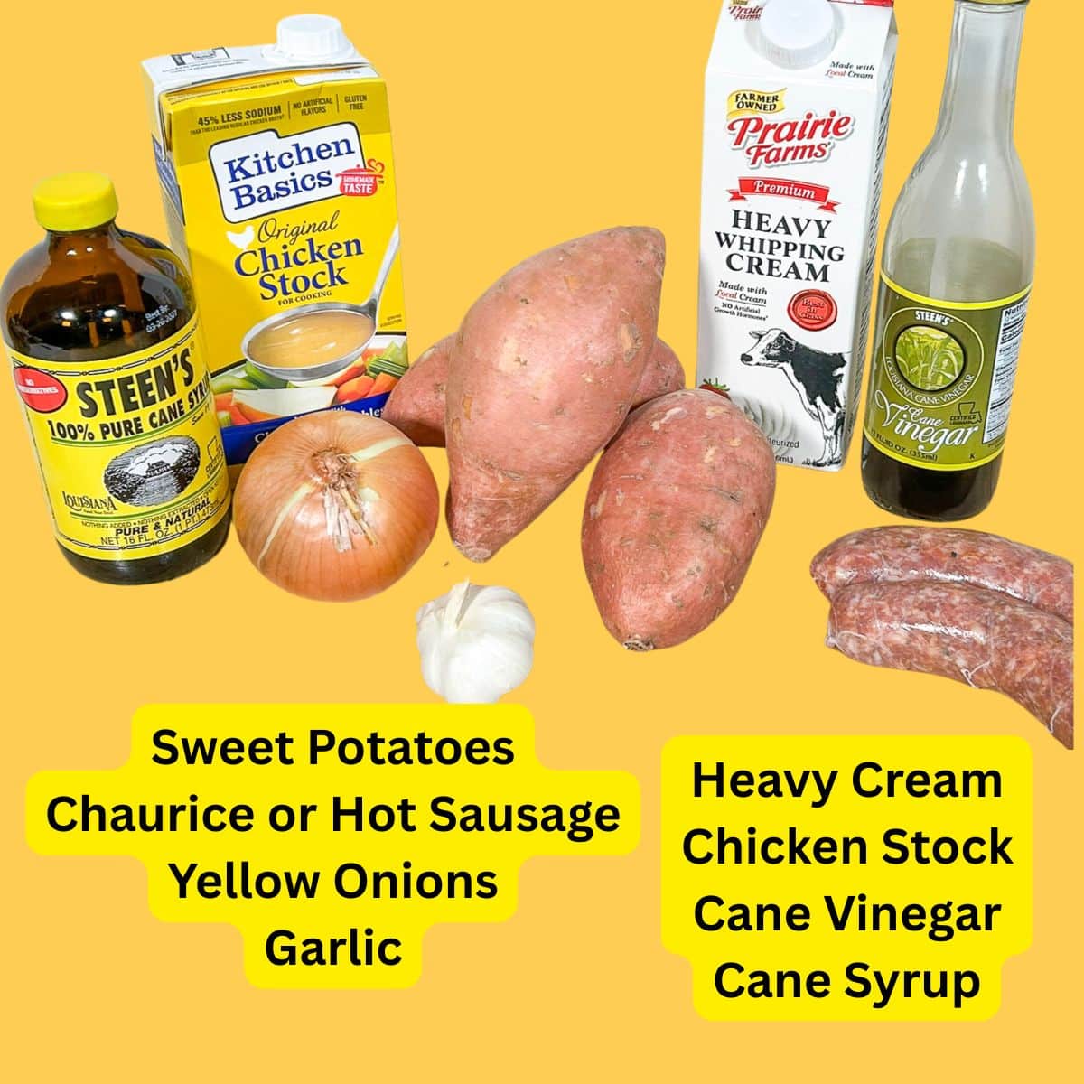 Ingredients for Sweet Potato Bisque.