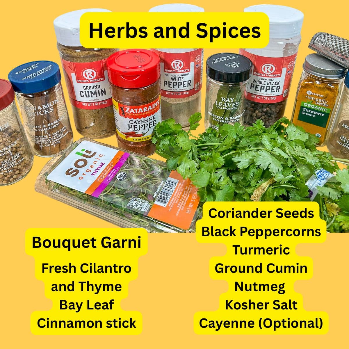 Herbs and Spices for Sweet Potato Bisque.