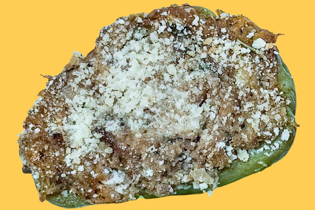 A Shrimp and Crab Stuffed Mirliton fresh from the oven.