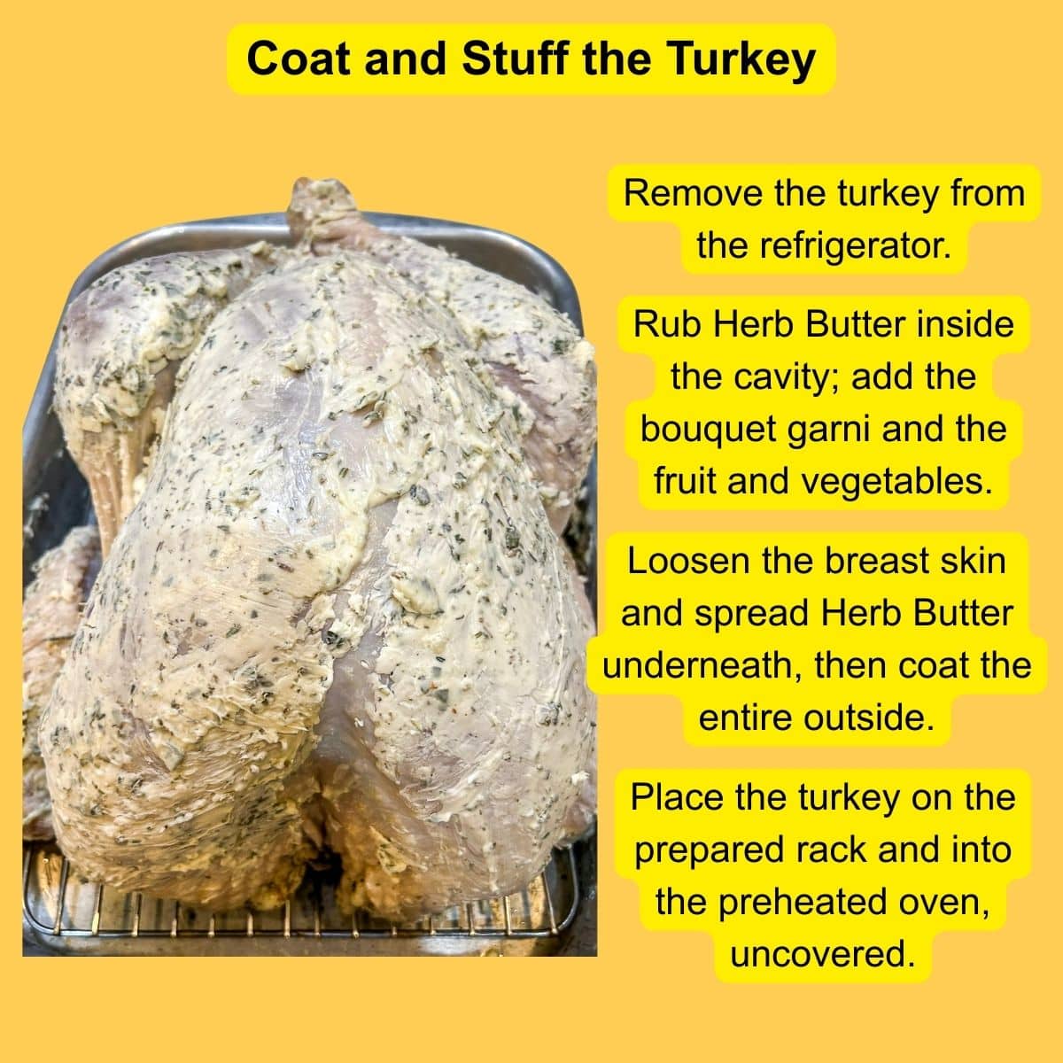 A brined turkey coasted in herb butter.