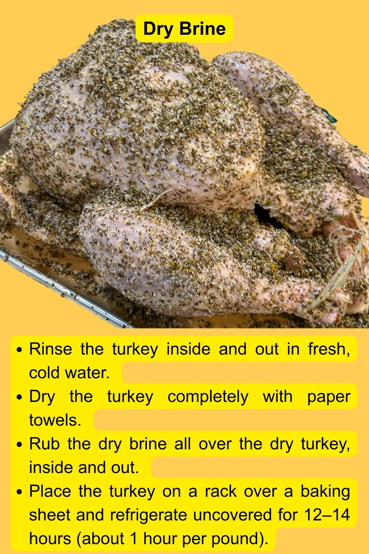 Instructions to dry brine a fresh turkey.