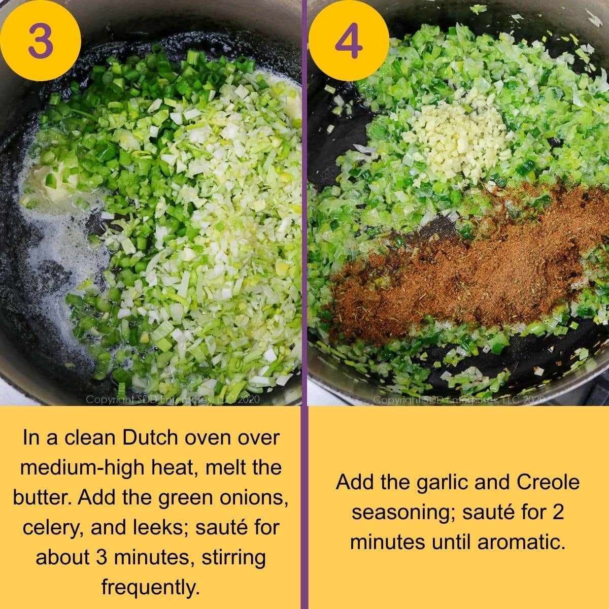 Initial steps for making soup base for Oyster Soup.