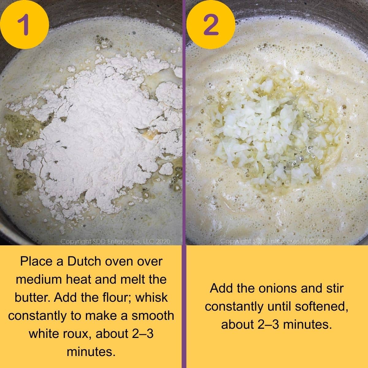 Preparation steps for making Spinach Madeleine.