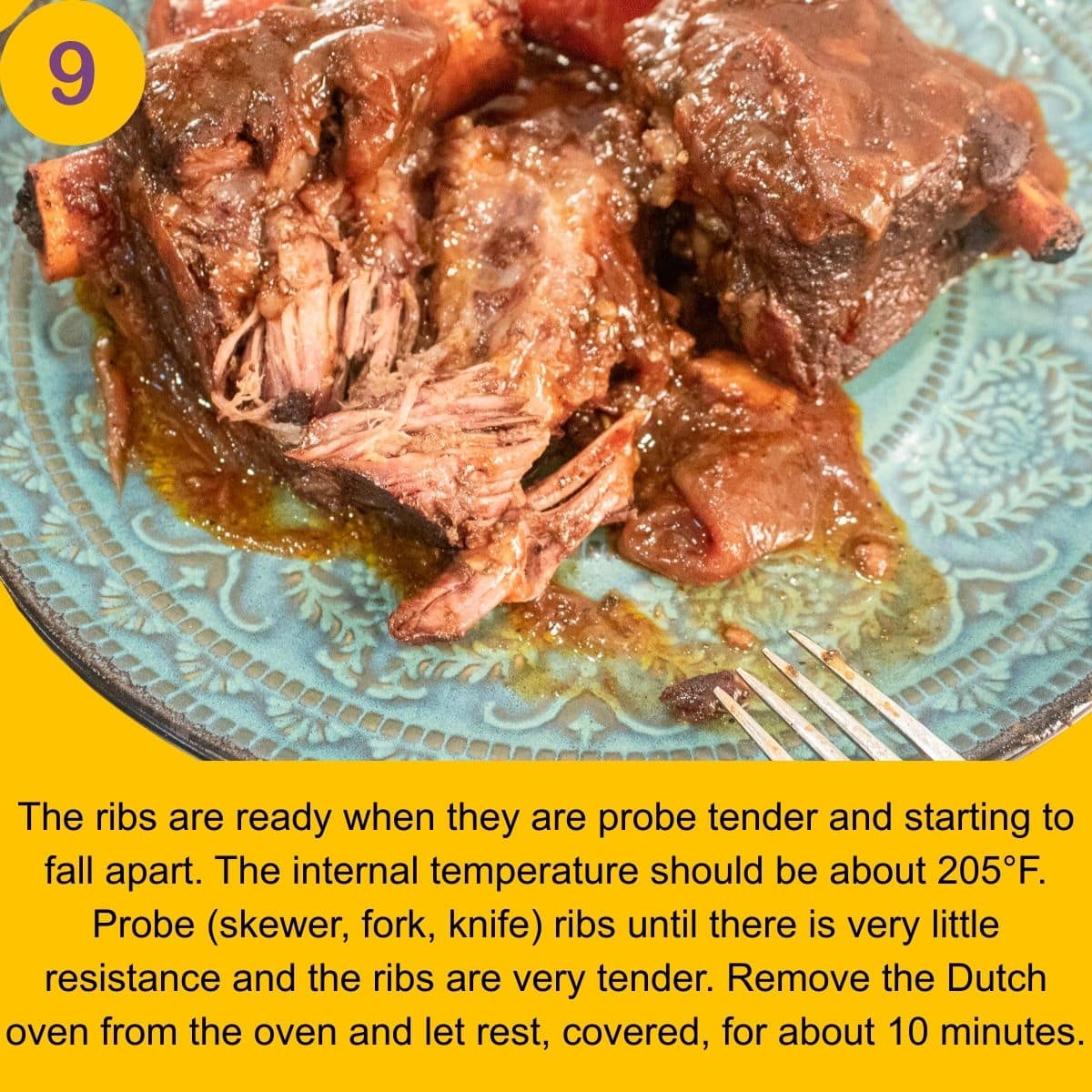 Tender braised beef short ribs on a serving plate.