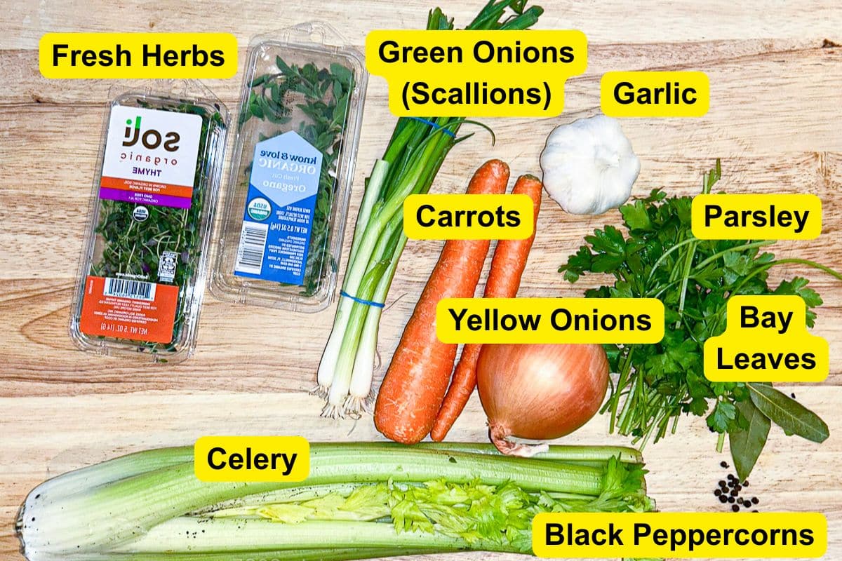 Ingredients for crab stock.