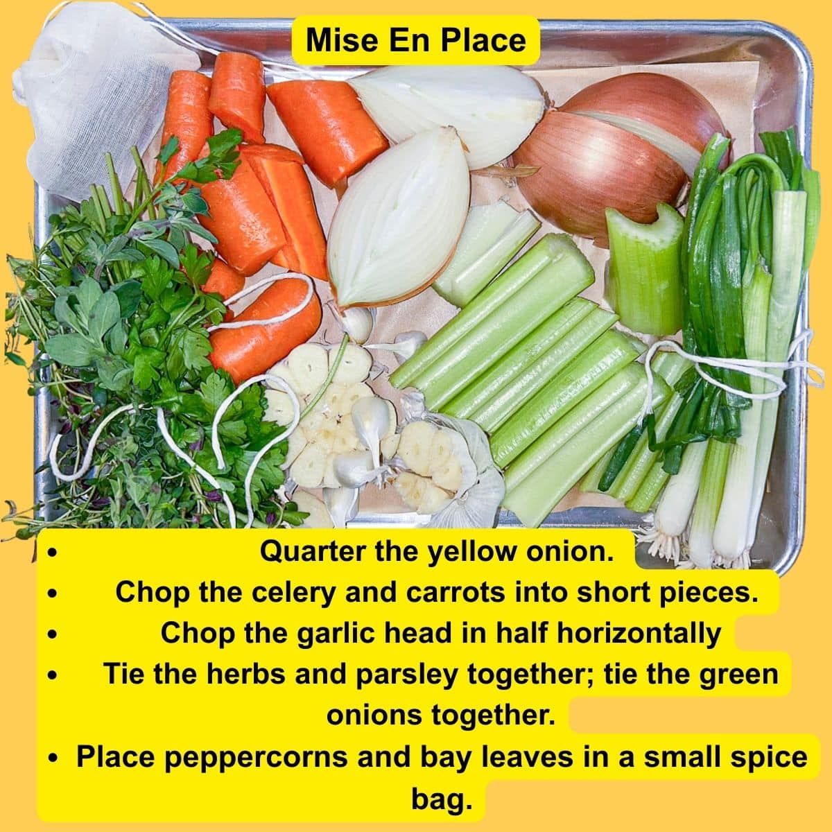 Prepared ingredients for crab stock.