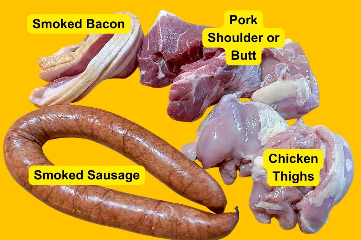 Meats needed for Cajun Jambalaya. 