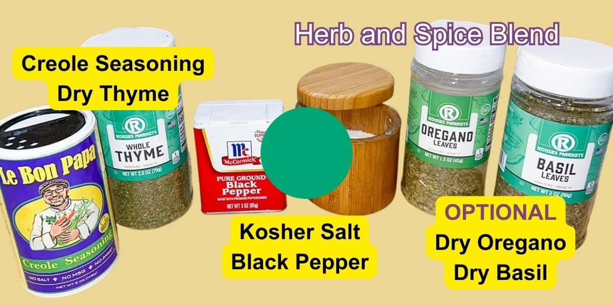 Herbs and Spices for Cajun Jambalaya.