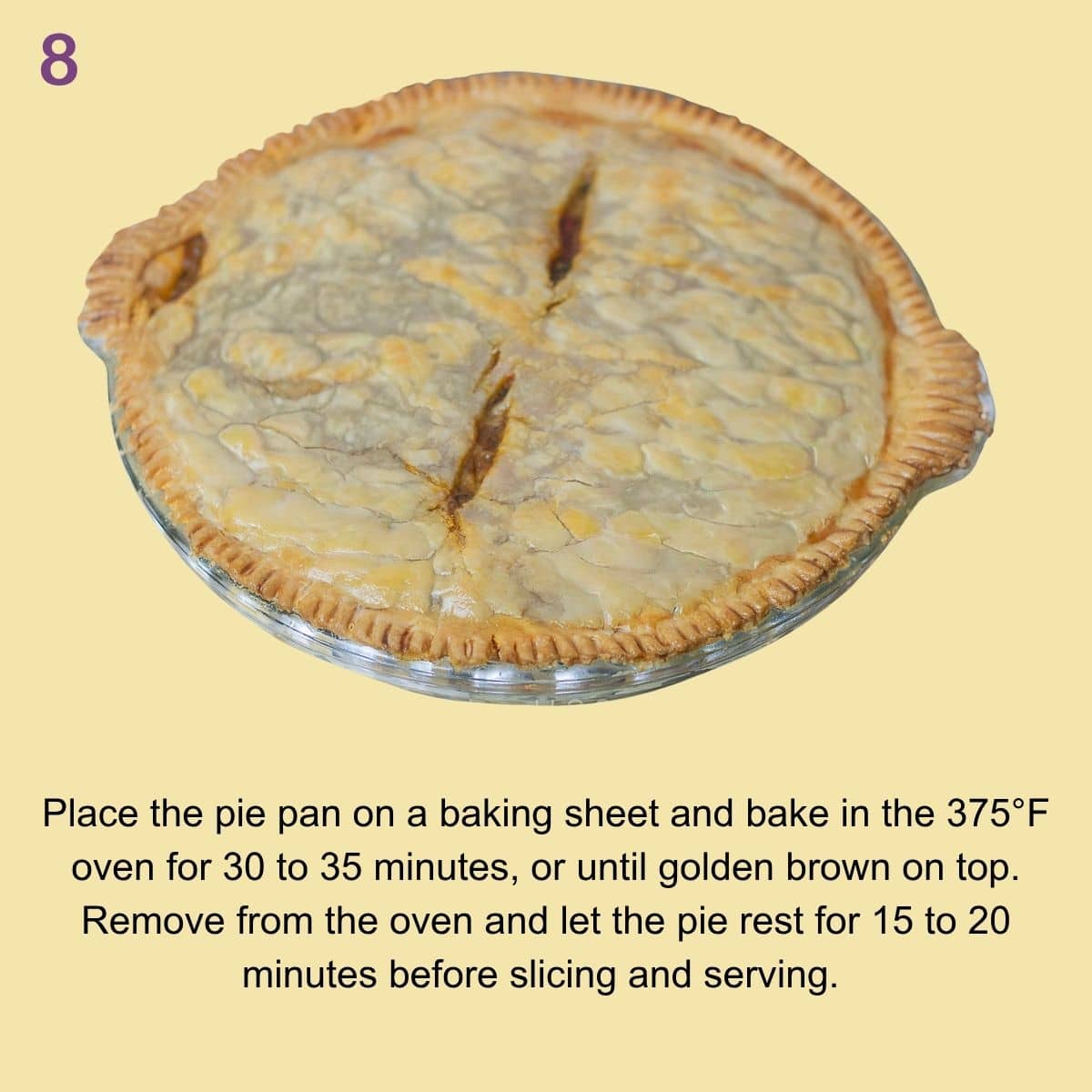 Baked crawfish pie with top crust and vent slits.