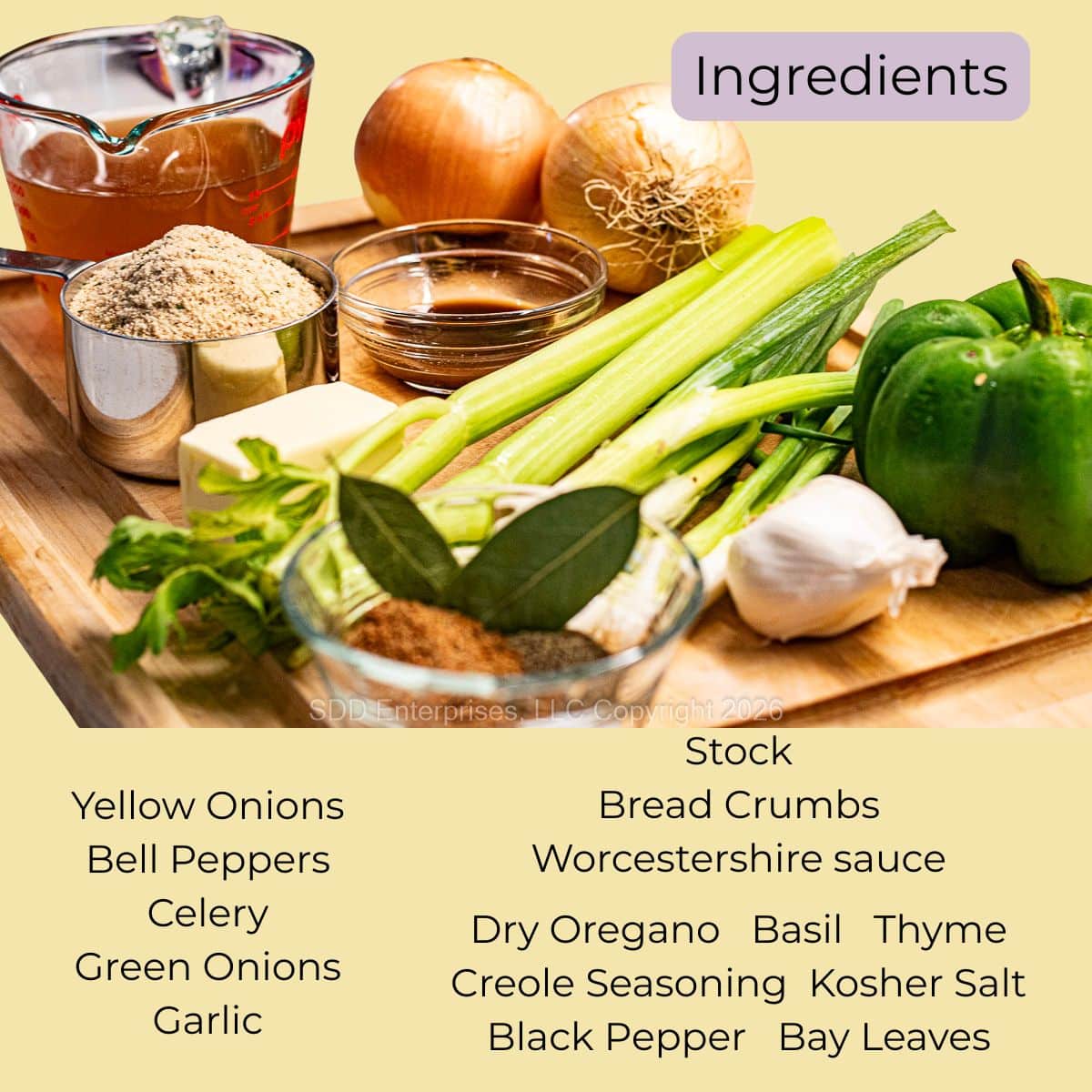 Prepped ingredients for stuffed eggplant with chopped vegetables, shrimp, and spices.