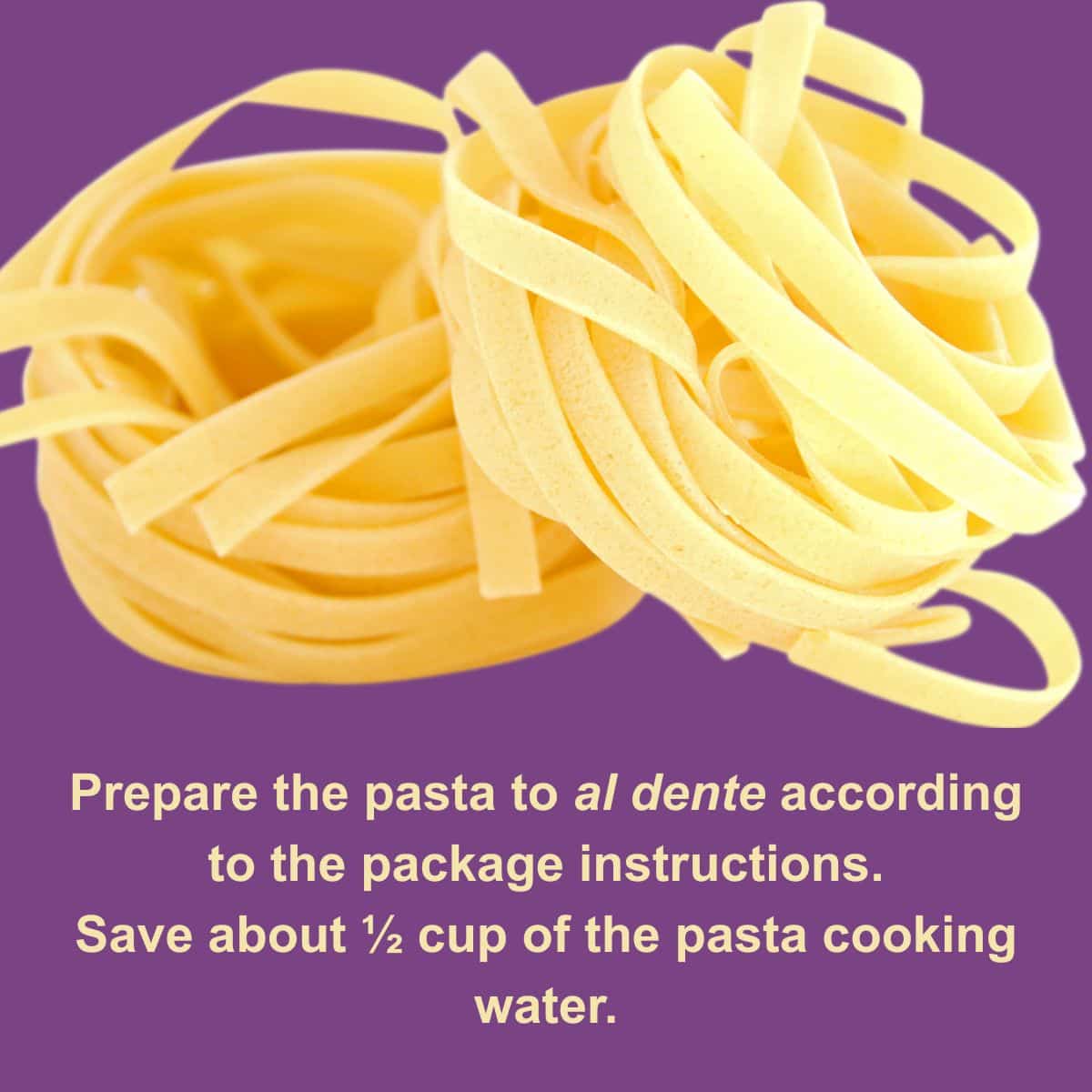 Uncooked fettuccine pasta ready to boil.