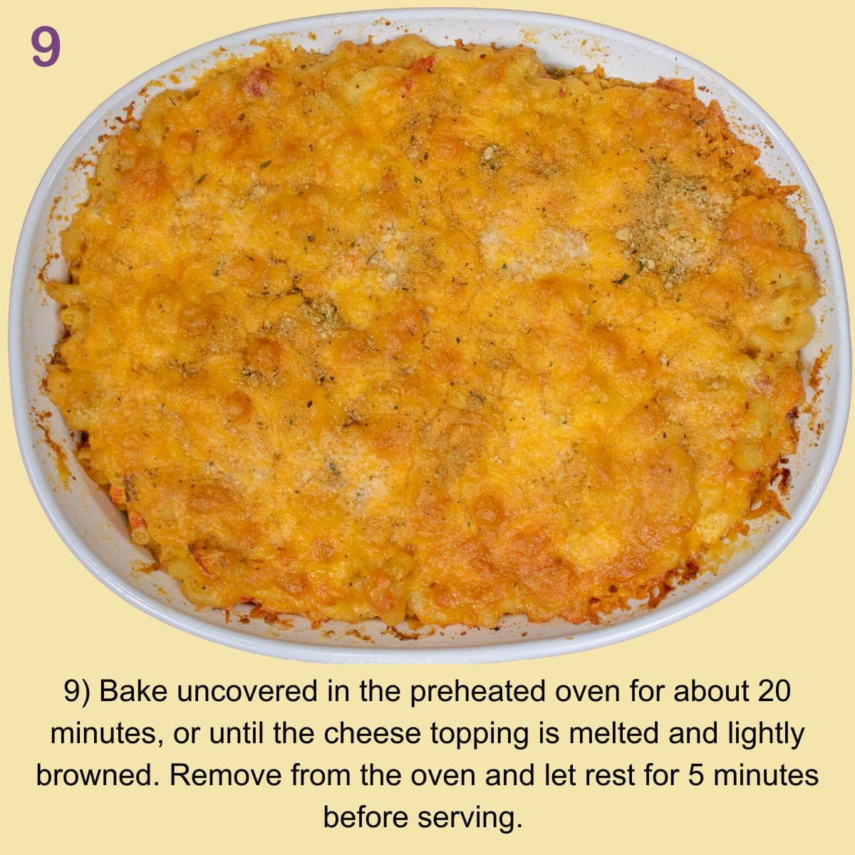 Baked Crawfish Mac and Cheese with a golden cheesy topping.